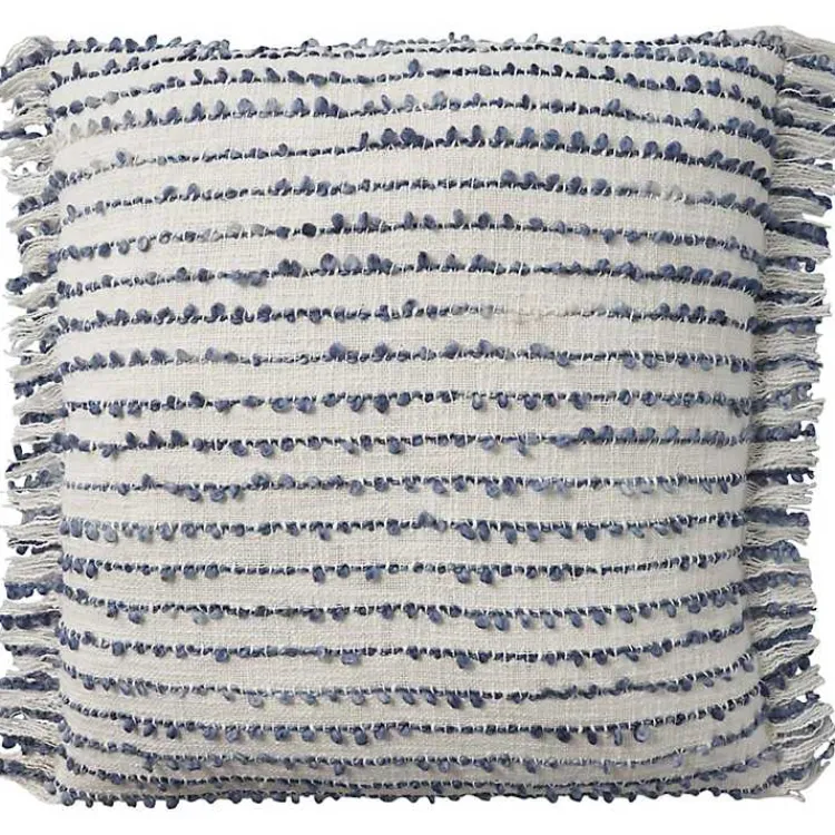 Pillows>Kirklands Home Navy Handstitched Stripes Throw Pillow Blue