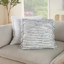 Pillows>Kirklands Home Navy Handstitched Stripes Throw Pillow Blue