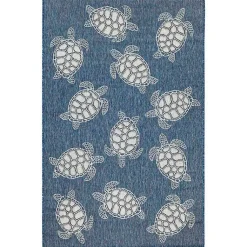 Kirklands Home Navy Harrison Turtle Indoor/Outdoor Area Rug, 4x7 Blue Clearance