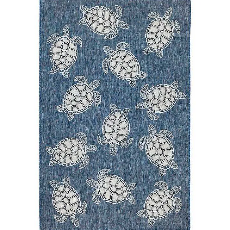 Kirklands Home Navy Harrison Turtle Indoor/Outdoor Area Rug, 4x7 Blue Clearance