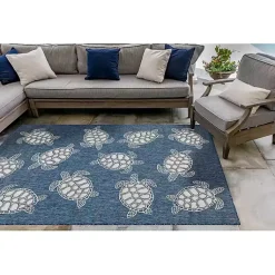 Kirklands Home Navy Harrison Turtle Indoor/Outdoor Area Rug, 7x9 Blue Discount