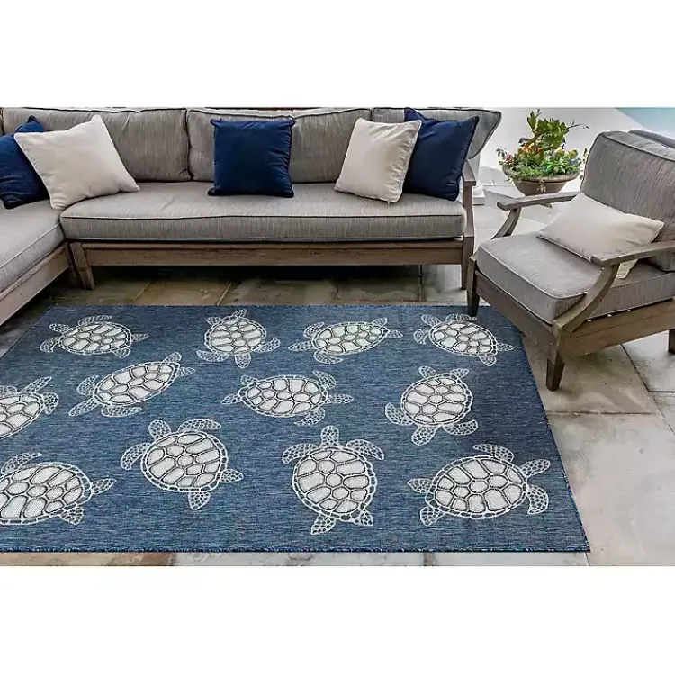 Kirklands Home Navy Harrison Turtle Indoor/Outdoor Area Rug, 7x9 Blue Discount