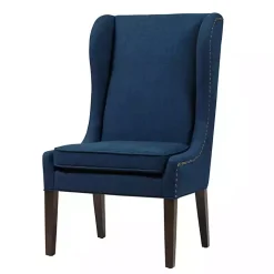 Kirklands Home Navy High Wingback Nailhead Trim Dining Chair Blue Discount
