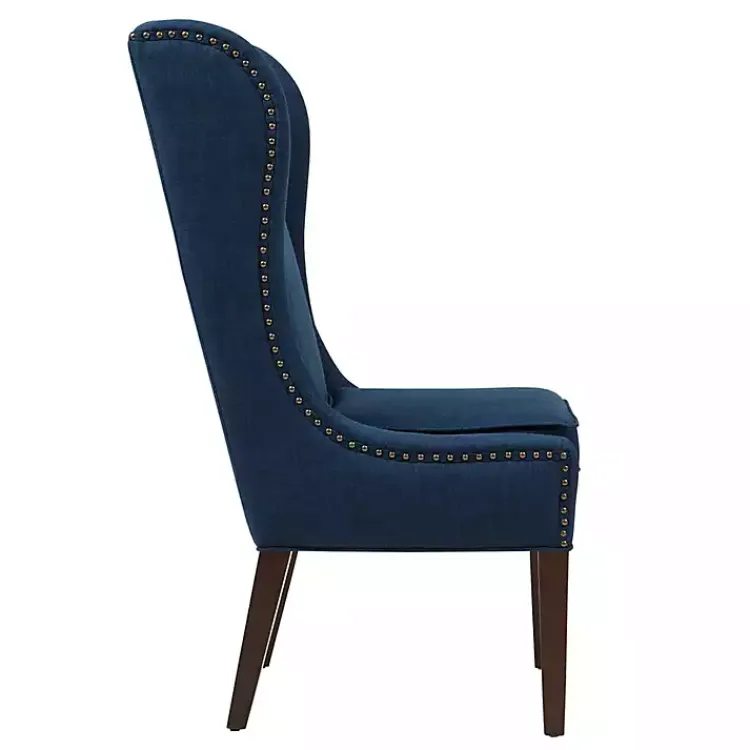 Kirklands Home Navy High Wingback Nailhead Trim Dining Chair Blue Discount