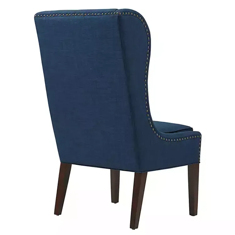 Kirklands Home Navy High Wingback Nailhead Trim Dining Chair Blue Discount
