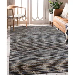Kirklands Home Navy Jute and Wool Woven Area Rug, 5x8