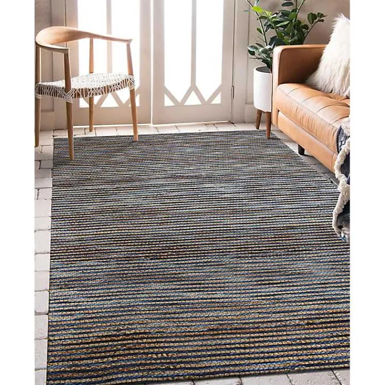 Kirklands Home Navy Jute and Wool Woven Area Rug, 5x8