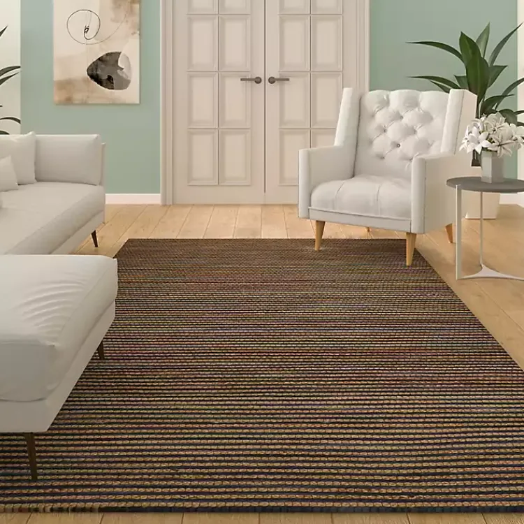 Kirklands Home Navy Jute and Wool Woven Area Rug, 5x8