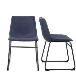 Kirklands Home Navy Leather Industrial Dining Chairs, Set of 2 Blue