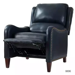 Kirklands Home Navy Leather Nailhead Traditional Recliner Blue Discount