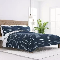 Kirklands Home Navy Linear Reversible 2-pc. Twin Quilt Set New