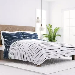 Kirklands Home Navy Linear Reversible 2-pc. Twin Quilt Set New
