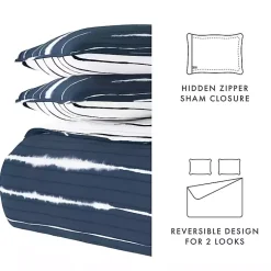 Kirklands Home Navy Linear Reversible 3-pc. Queen Quilt Set Discount
