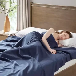 Blankets & Throws>Kirklands Home Navy Liquid Cotton Full/Queen Blanket Blue