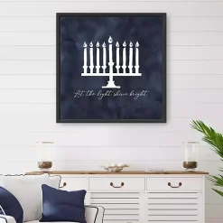 Hanukkah Decorations>Kirklands Home Navy Menorah Framed Hanukkah Wall Art
