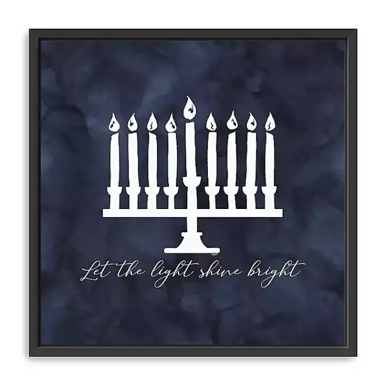 Hanukkah Decorations>Kirklands Home Navy Menorah Framed Hanukkah Wall Art