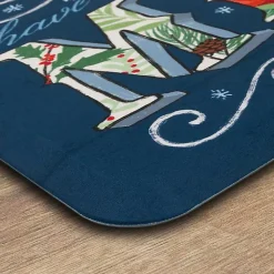 Kirklands Home Navy Merry Little Christmas Kitchen Mat Blue New