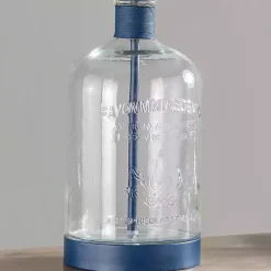 Kirklands Home Navy Metal and Glass Jar Table Lamp White Clearance