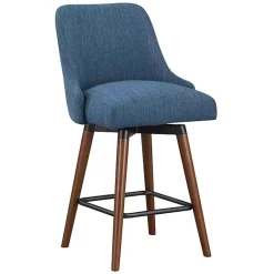 Kirklands Home Navy Mid-Century Modern Swivel Counter Stool Blue Clearance