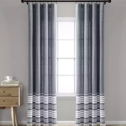 Kirklands Home Navy Nantucket Fringe Curtain Panel Set, 84 in. Discount