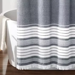 Kirklands Home Navy Nantucket Tassel Fringe Shower Curtain Blue Online
