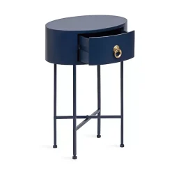 Kirklands Home Navy Oval Decklyn Accent Table Blue