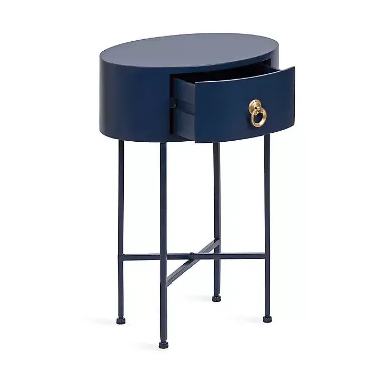 Kirklands Home Navy Oval Decklyn Accent Table Blue