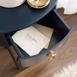 Kirklands Home Navy Oval Decklyn Accent Table Blue