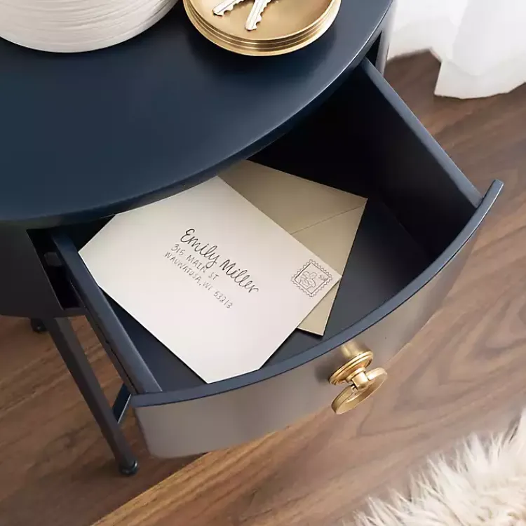Kirklands Home Navy Oval Decklyn Accent Table Blue