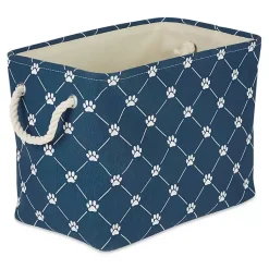 Baskets & Boxes>Kirklands Home Navy Paw Trellis Rectangle Basket, 14 in. Blue