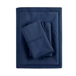 Kirklands Home Navy Peached Percale 4-pc. King Sheet Set Blue Outlet
