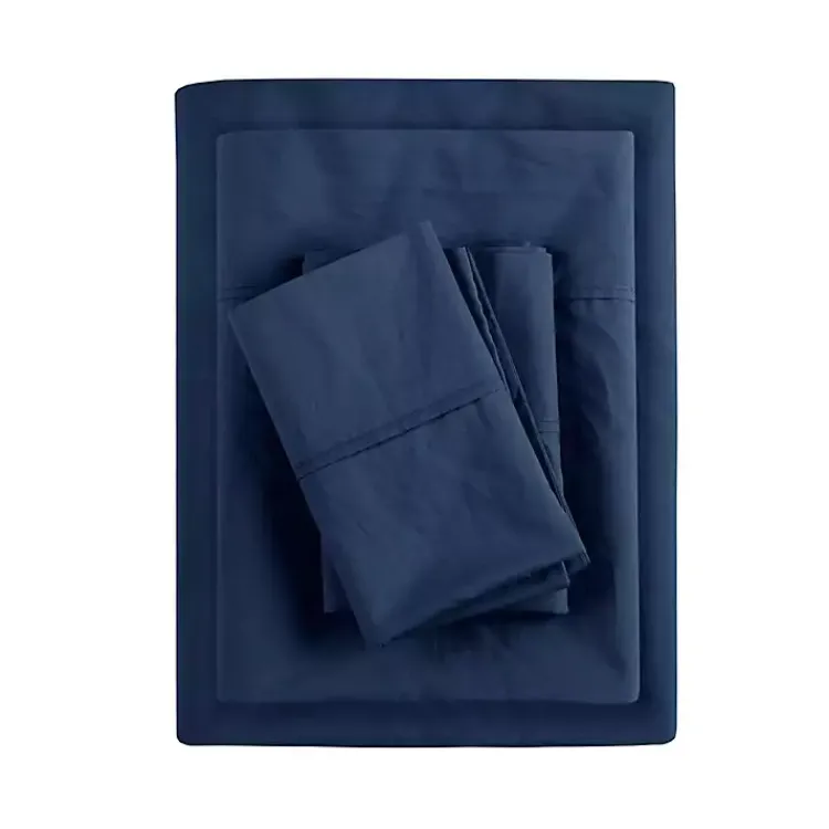 Kirklands Home Navy Peached Percale 4-pc. King Sheet Set Blue Outlet