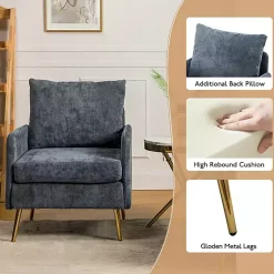 Kirklands Home Navy Penny Upholstered Accent Chair Blue Online