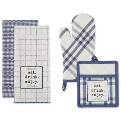 Kirklands Home Navy Plaid Eat Drink Enjoy 4-pc. Dish Towel Set Online