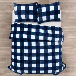 Kirklands Home Navy Plaid Faux Fur 3-pc. Full/Queen Comforter Set Online