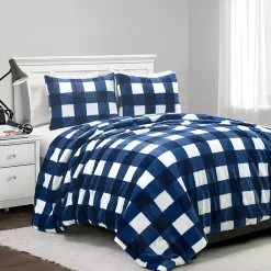 Kirklands Home Navy Plaid Faux Fur 3-pc. King Comforter Set Online