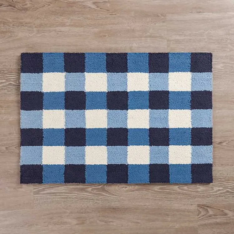 Kirklands Home Navy Plaid Hooked Accent Rug Blue Online