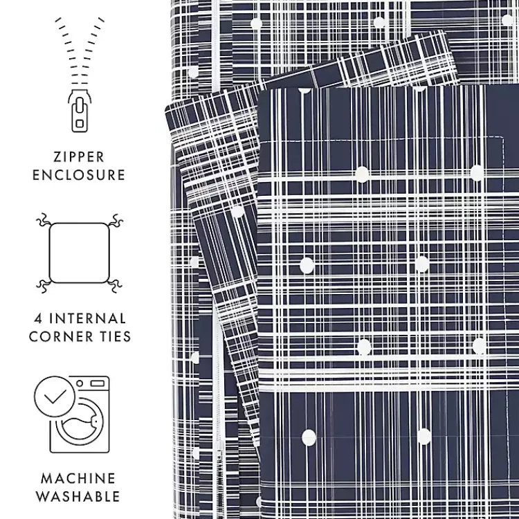 Kirklands Home Navy Plaid Polka Dot 2-pc. Twin Duvet Cover Set Online