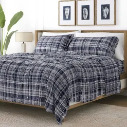Kirklands Home Navy Plaid Polka Dot 3-pc. Twin Sheet Set Blue Hot
