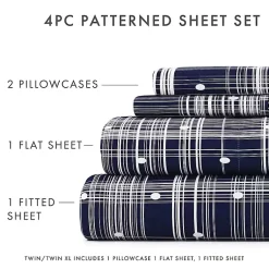 Kirklands Home Navy Plaid Polka Dot 3-pc. Twin Sheet Set Blue Hot