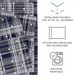 Kirklands Home Navy Plaid Polka Dot 3-pc. Twin Sheet Set Blue Hot