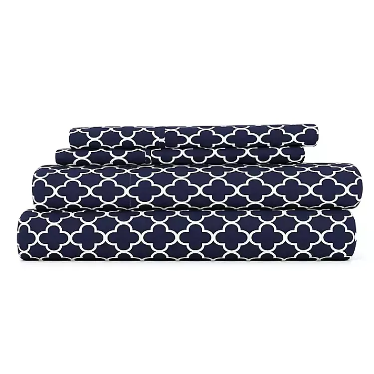 Kirklands Home Navy Quatrefoil 4-pc. Full Sheet Set Blue Online