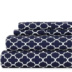Kirklands Home Navy Quatrefoil 3-pc. Twin Sheet Set Blue Discount