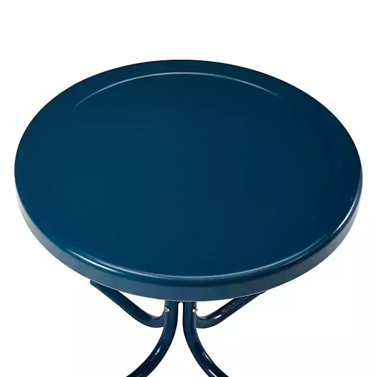 Kirklands Home Navy Retro Metal Outdoor Side Table Blue Sale