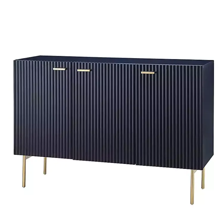 Kirklands Home Navy Ribbed Wood Sideboard Cabinet Blue Discount