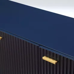Kirklands Home Navy Ribbed Wood Sideboard Cabinet Blue Discount