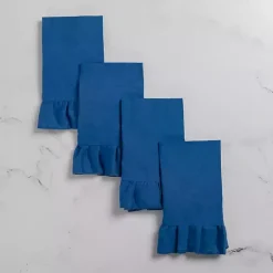 Kirklands Home Navy Ruffle Napkins, Set of 4 Blue Hot