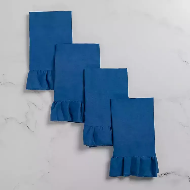 Kirklands Home Navy Ruffle Napkins, Set of 4 Blue Hot