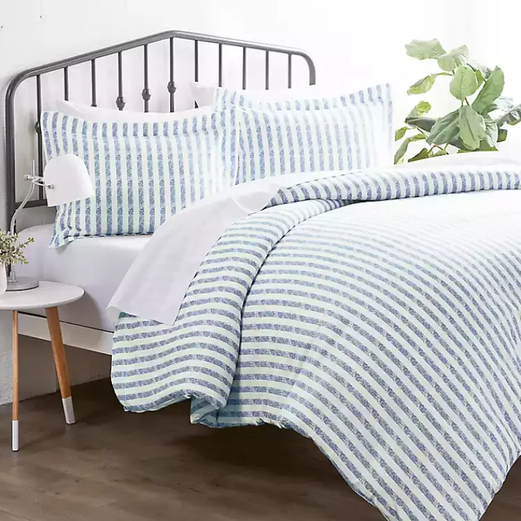 Kirklands Home Navy Rugged Stripes Puffed 3-pc. Queen Duvet Set Online