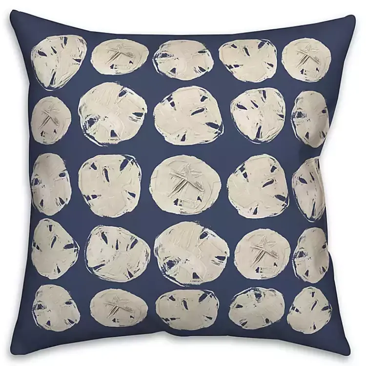 Kirklands Home Navy Sand Dollar Outdoor Throw Pillow Clearance